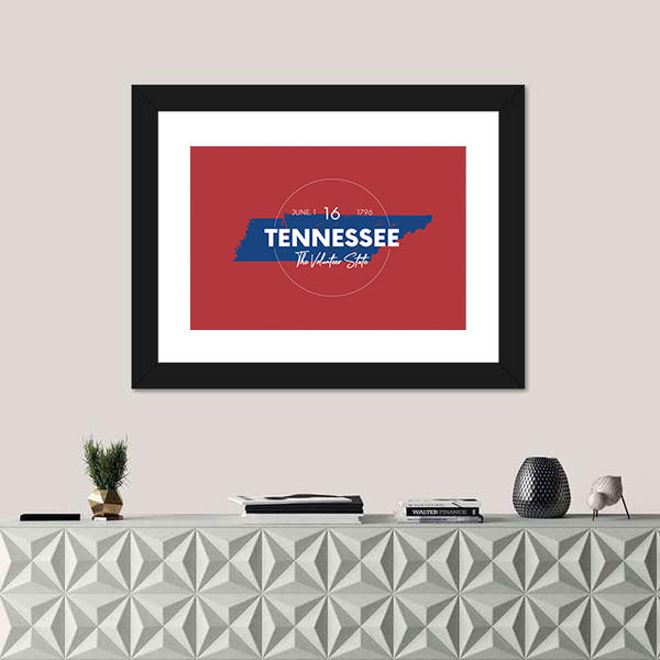 Tennessee State Map with Typography Canvas Wall Art