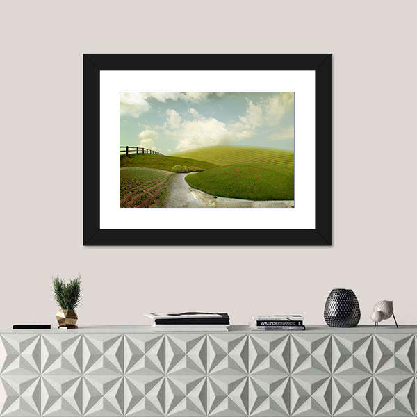 Winding Path Through Rolling Green Hills Canvas Wall Art