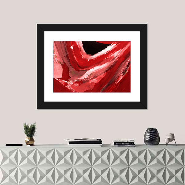 Red and Pink Abstract Brushstrokes Canvas Wall Art