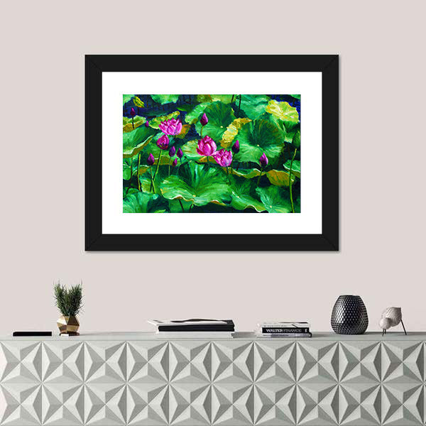 Lotus Flowers Oil Painting Canvas Wall Art