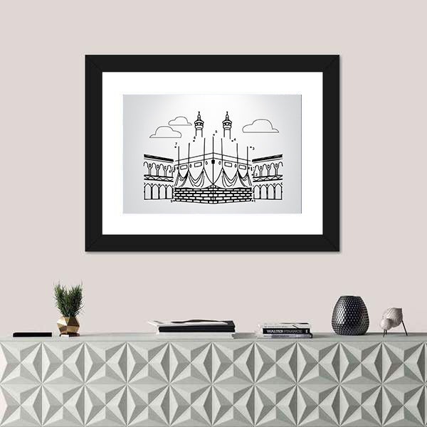 Kaaba Numbered Dot Puzzle Illustration Canvas Wall Art