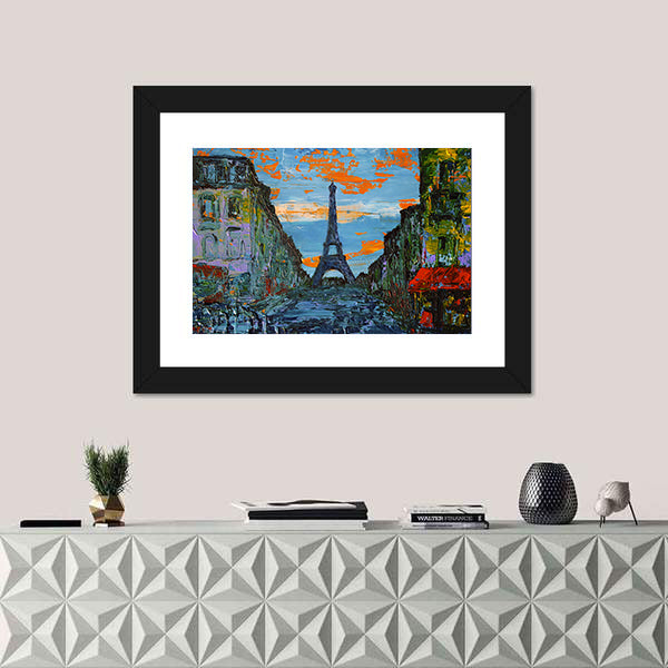 Paris Street at Sunset Canvas Wall Art
