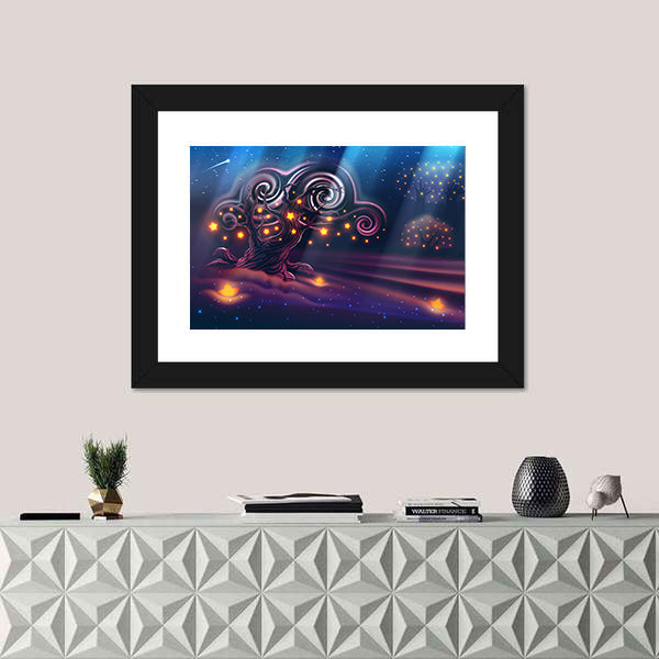 Magical Forest Under a Full Moon Canvas Wall Art