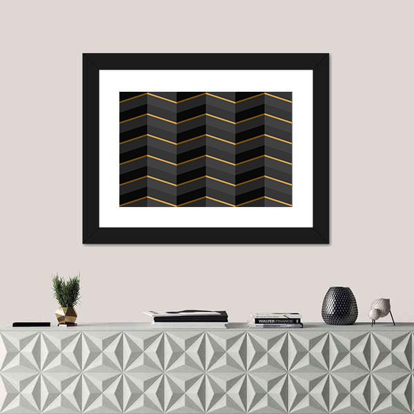 Black and Gold Striped Geometric Canvas Wall Art