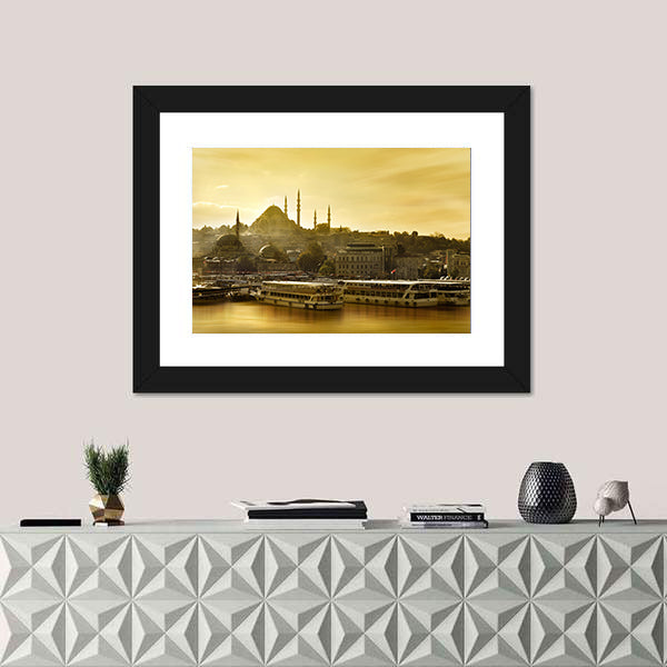 Suleymaniye Mosque Golden Horn In Istanbul Turkey Canvas Wall Art