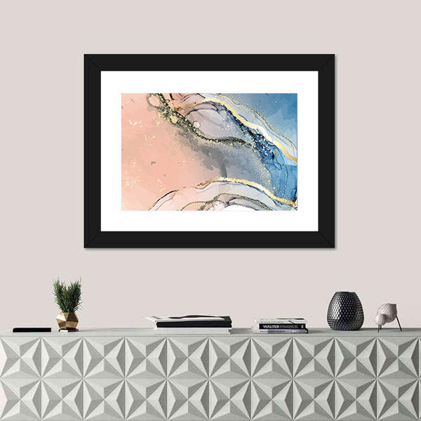Pastel Marble Abstract with Gold Veins Canvas Wall Art