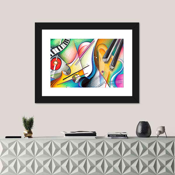 Hand-drawn Musical Abstraction Canvas Wall Art