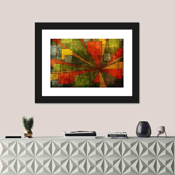 Grunge Geometric Radial Abstract Canvas Wall Art