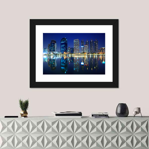 Bangkok City At Night In Thailand Canvas Wall Art