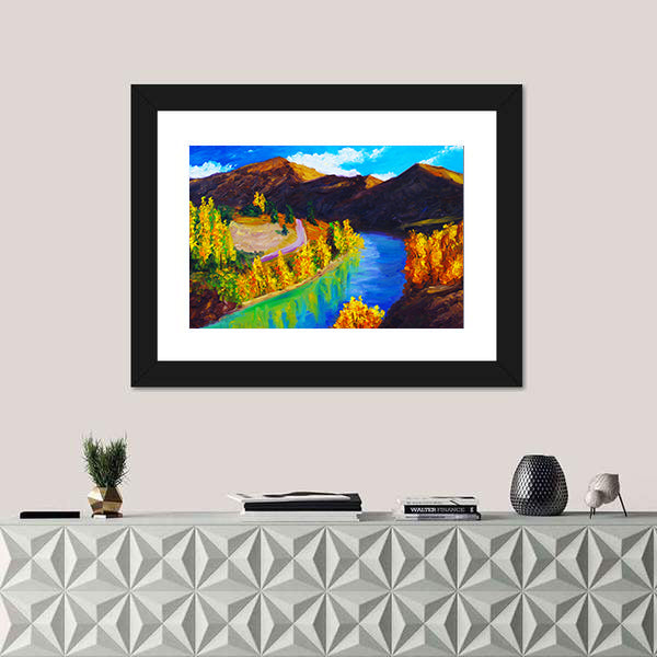 Autumn River Oil Painting Canvas Wall Art