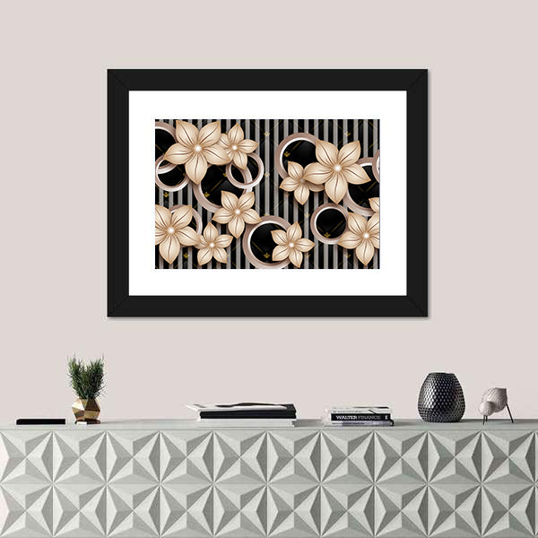 Modern Abstract Floral with Gold Accents Canvas Wall Art