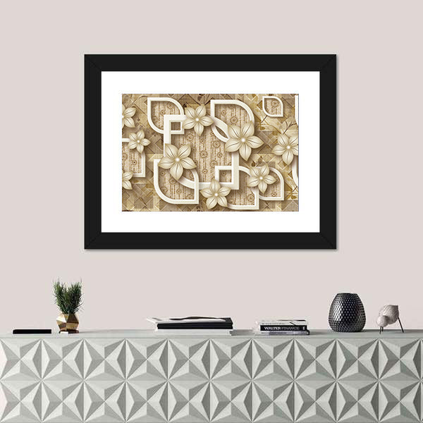 3d Floral Geometric Composition Canvas Wall Art