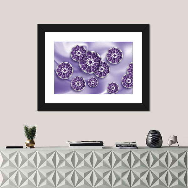 Blue Purple Mandala Floral Abstract Canvas Wall Art