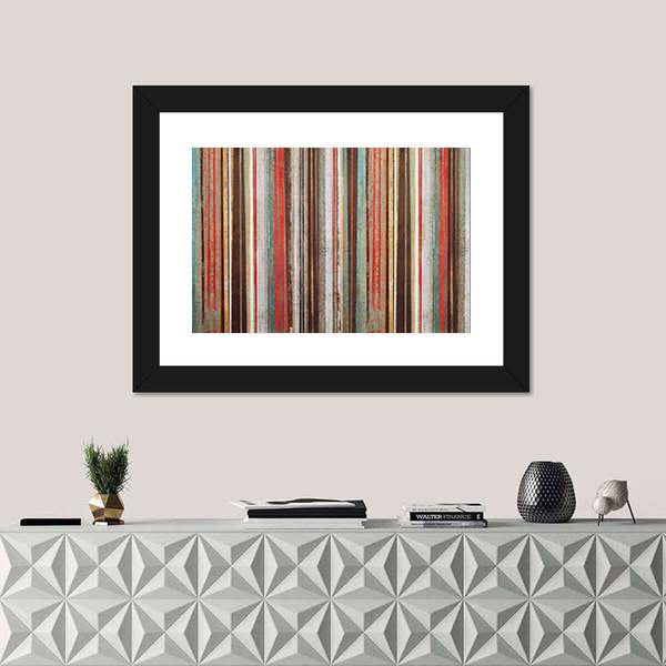 Vintage Shabby Striped Wallpaper Canvas Wall Art
