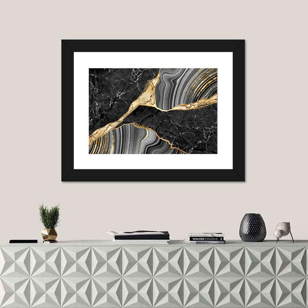 Gold-flecked Marble and Agate Texture Canvas Wall Art