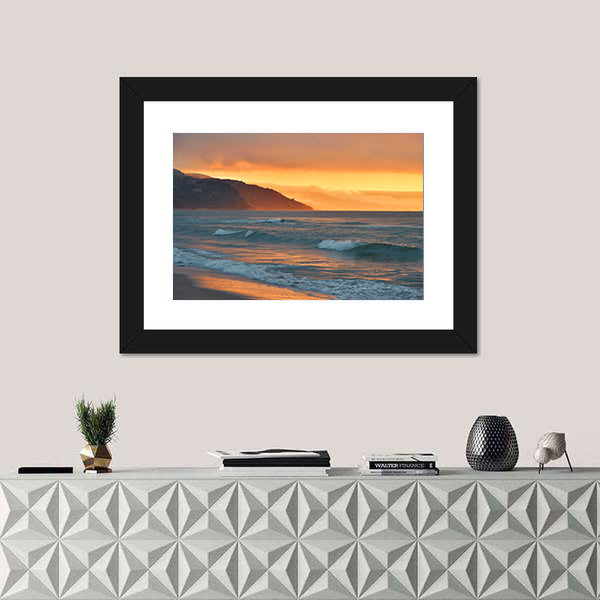 Golden Summer Sea Sunset Canvas Wall Art