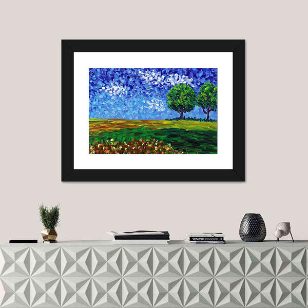 Green Meadow Abstract Landscape Canvas Wall Art