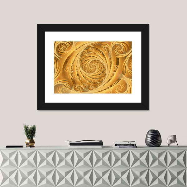 Wispy Gold Spiral Pattern Canvas Wall Art