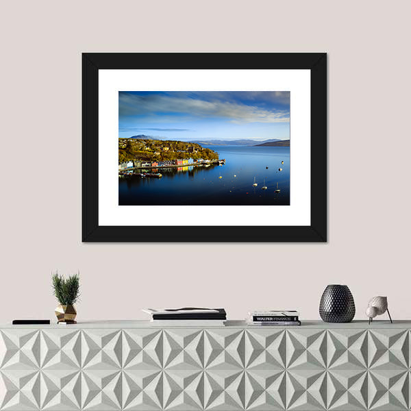 Tobermory Bay Harbor with Colorful Houses Canvas Wall Art