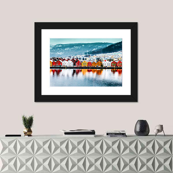 Historical Buildings In Bergen Norway Canvas Wall Art