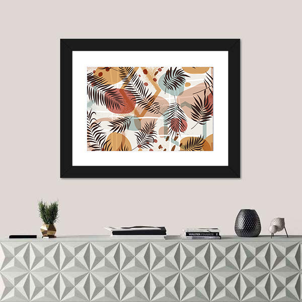 Terracotta Tropical Palm Fronds Pattern Canvas Wall Art