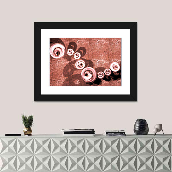 Terracotta Swirls with Glossy Spirals and Cracked Terrain Canvas Wall Art