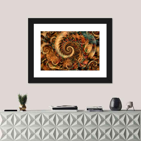 Fractal Spiral Swirls in Warm Earth Tones Canvas Wall Art