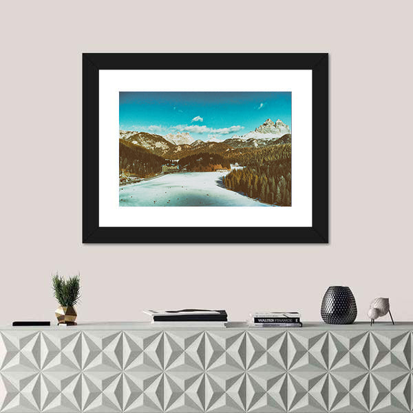 Italian Dolomites in Winter Canvas Wall Art