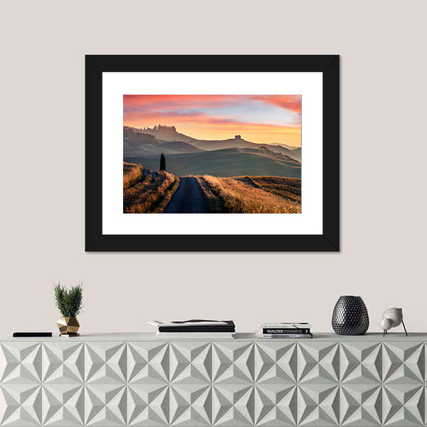 Sunrise Of Italian Countryside Canvas Wall Art
