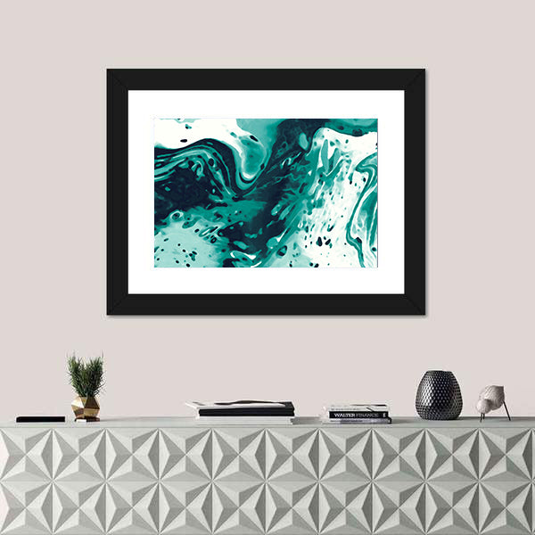 Turquoise Fluid Marbling Canvas Wall Art