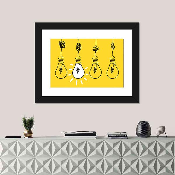 Four Lightbulbs Technology Concept Canvas Wall Art