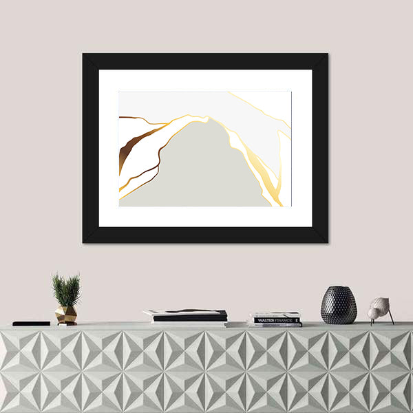 Minimal Marble Peak with Gold Accents Canvas Wall Art