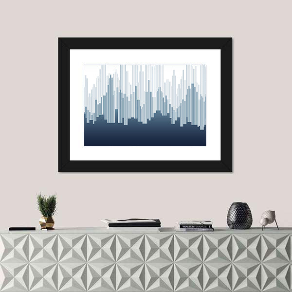 Minimalist City Skyline in Navy and White Canvas Wall Art