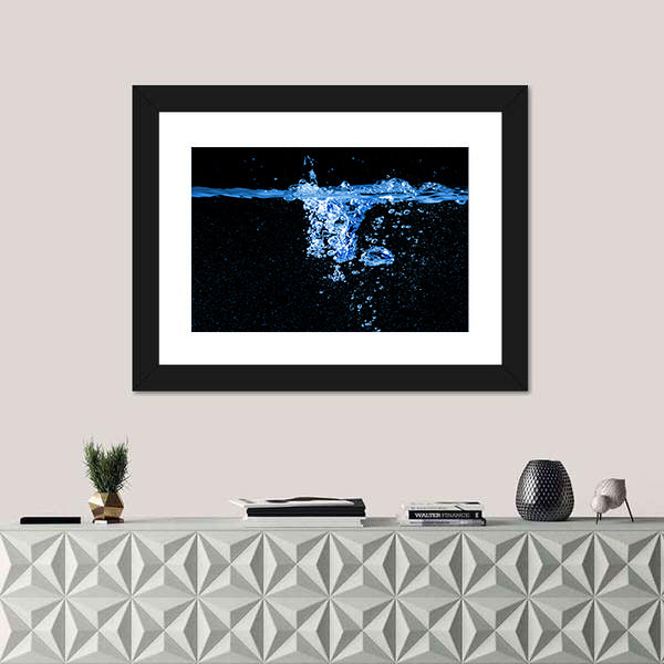Dark Water Splash with Bubbles Canvas Wall Art
