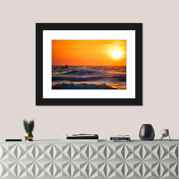 Fisherman Sailing at Sunrise Canvas Wall Art