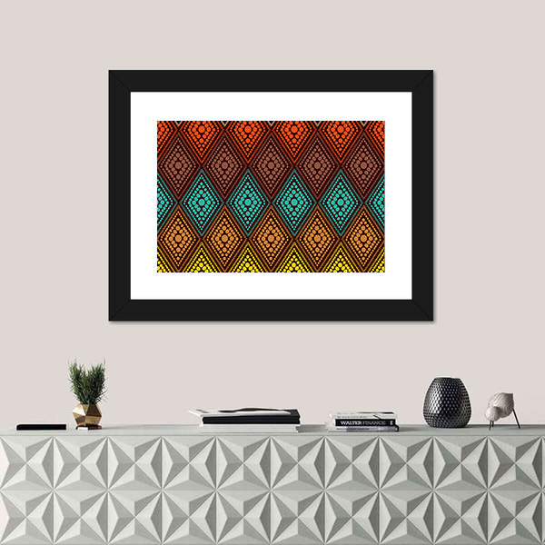 Dotted Diamond Geometric Pattern Canvas Wall Art