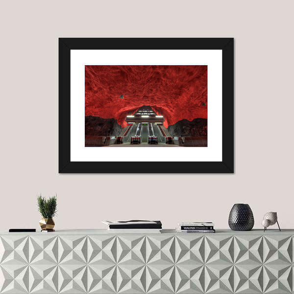 Stockholm Metro Station Interior Canvas Wall Art