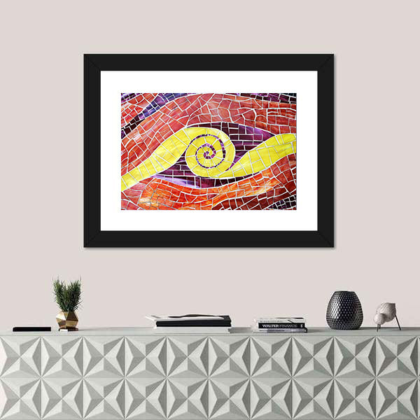 Colorful Mosaic with Yellow Spiral Canvas Wall Art