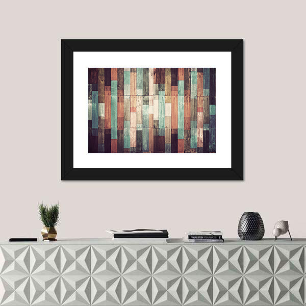Distressed Reclaimed Wood Plank Pattern Canvas Wall Art