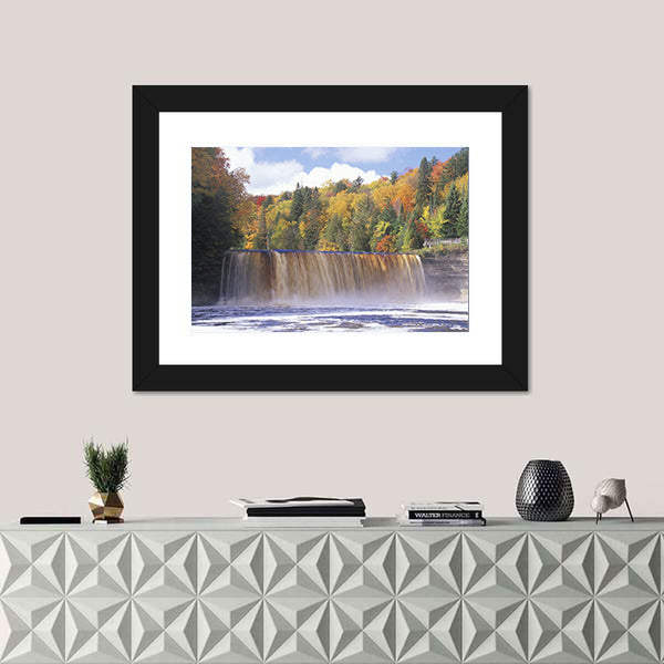 Autumn Waterfall in Michigan Canvas Wall Art