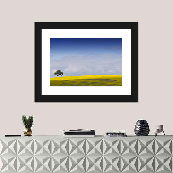 Yellow Rapeseed Field with Lone Tree Canvas Wall Art