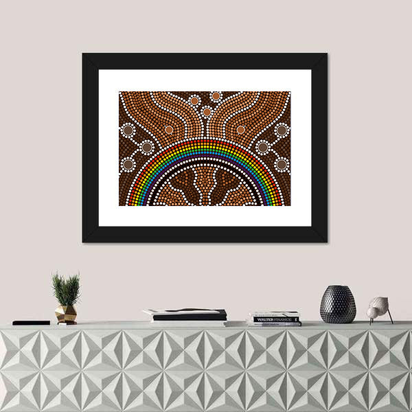 Aboriginal Rainbow Dot Painting Canvas Wall Art