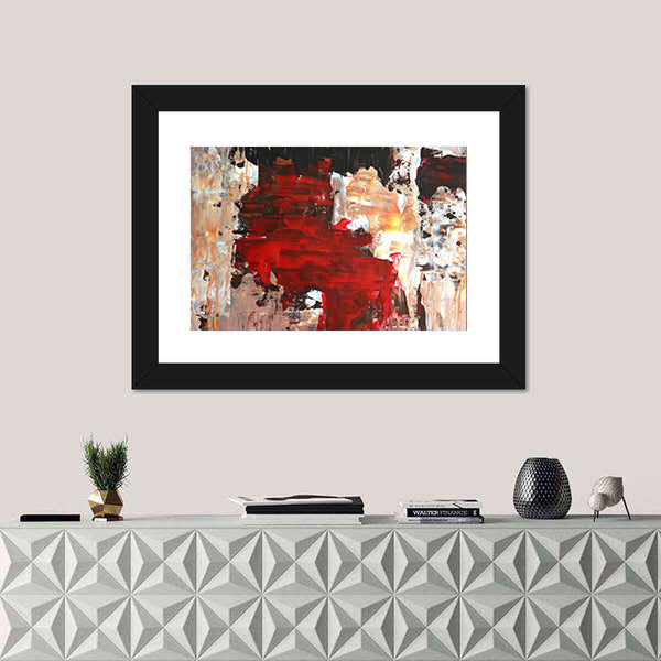 Bold Impasto Abstract in Red and Black Canvas Wall Art