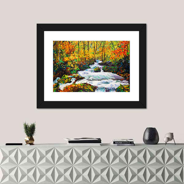 Autumn Maple Waterfall Canvas Wall Art