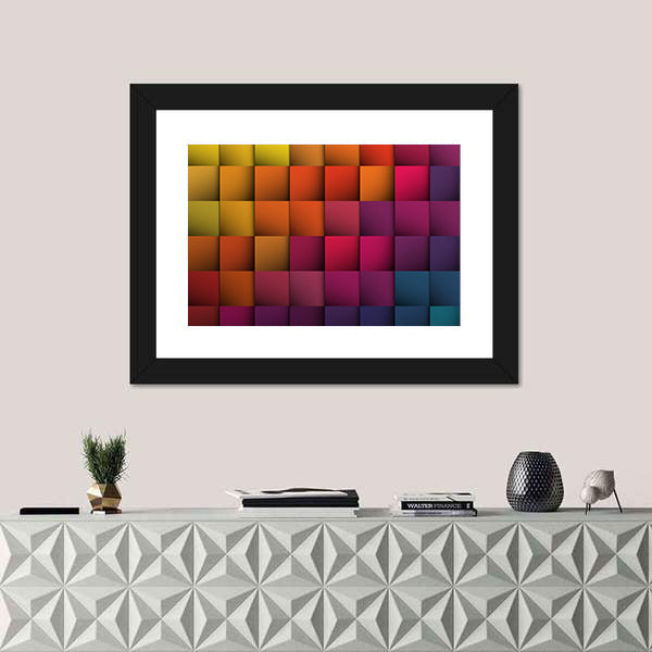 Colorful 3d Cube Grid Canvas Wall Art