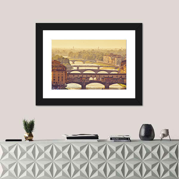 Ponte Vecchio at Golden Hour, Florence Cityscape Canvas Wall Art