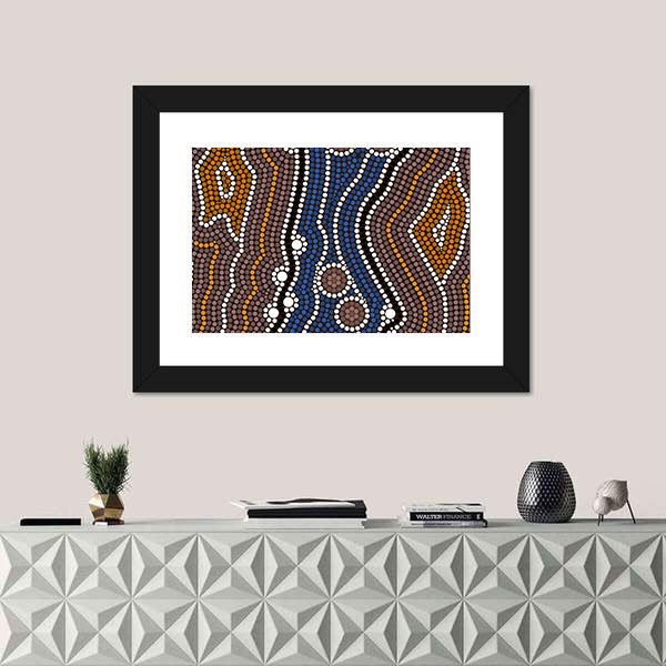 Indigenous Australian River Dot Painting Canvas Wall Art