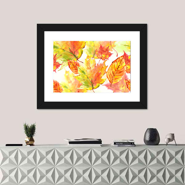 Watercolor Autumn Leaves Canvas Wall Art