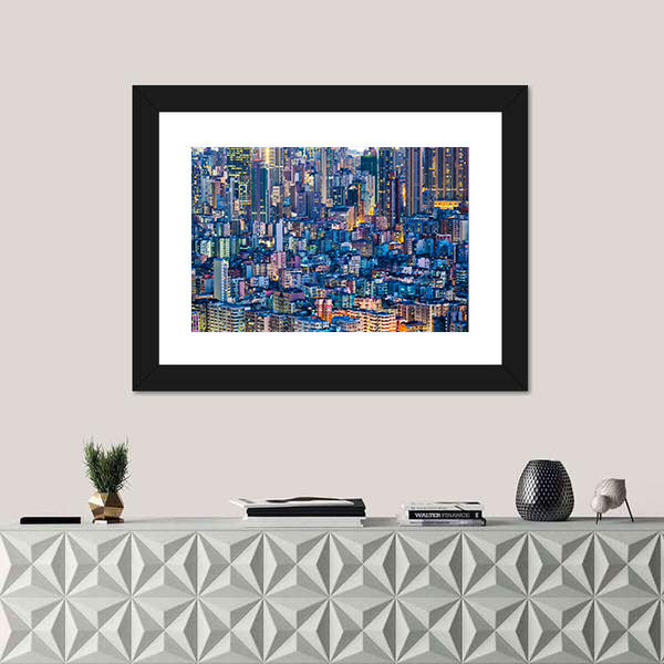 Hong Kong At Night Canvas Wall Art