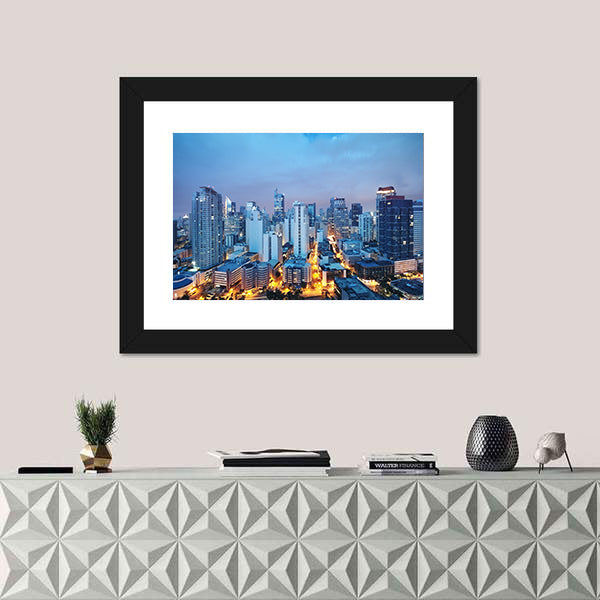 Manila Skyline at Twilight Canvas Wall Art